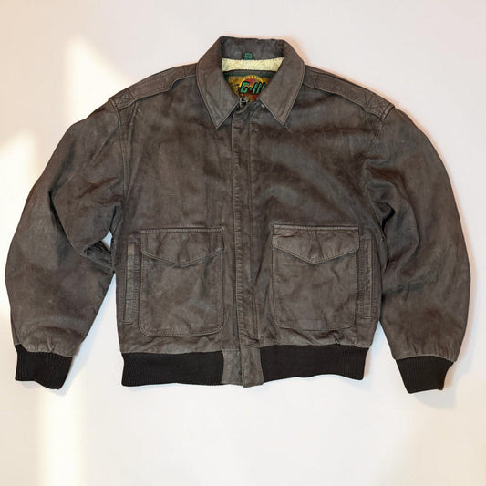Vintage 1980s GIII Leather Bomber Flight Jacket A2 Nubuck Men's Large Brown - MST GoodsVintage