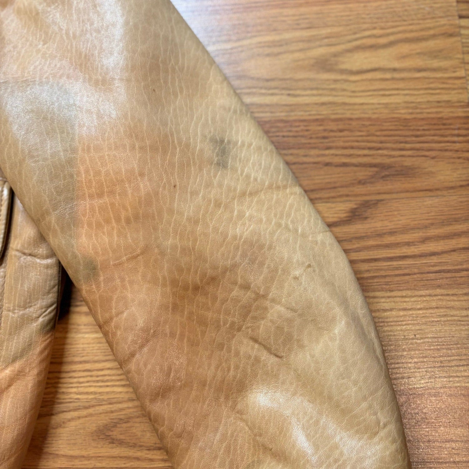 Vintage 1980s Remy Leather Bomber Tan Jacket Mens Large USA Shearling Collar - MST GoodsVintage