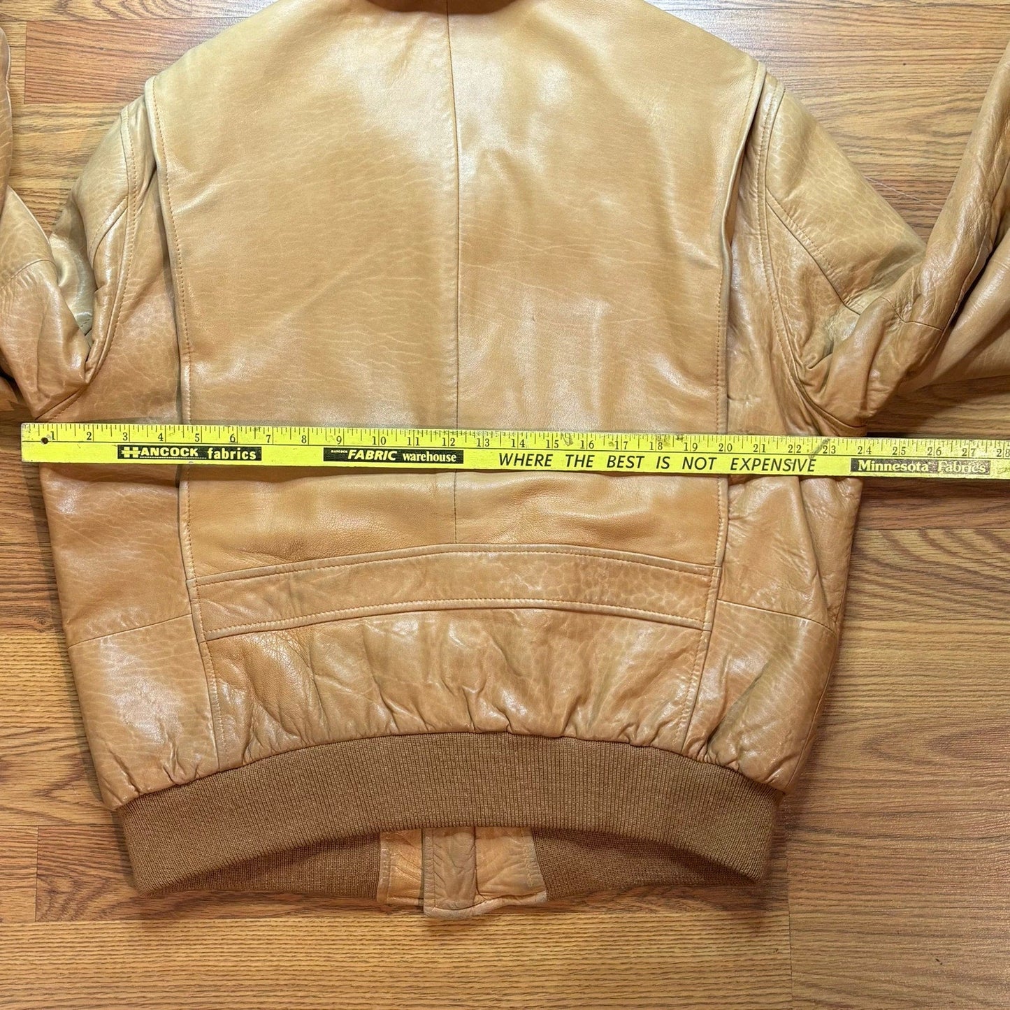 Vintage 1980s Remy Leather Bomber Tan Jacket Mens Large USA Shearling Collar - MST GoodsVintage