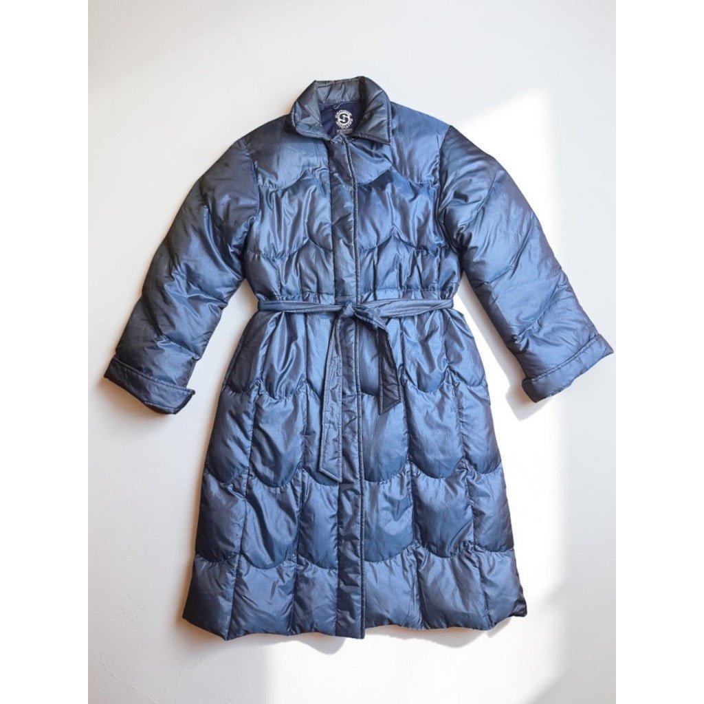 Vintage 1980s Skitiques Down Iridescent Puffer Jacket Long Blue Gray Women's M - MST GoodsSkitiques