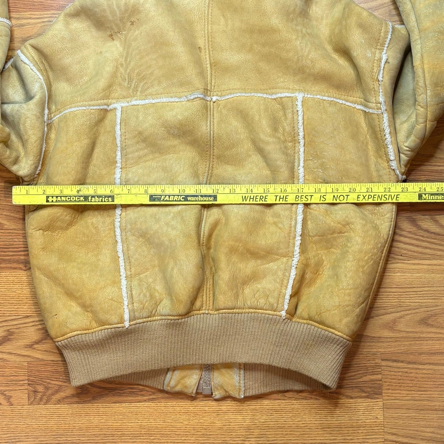 Vintage 1980s Suede Shearling Sheepskin Jacket Mens Large Tan Western Bomber - MST GoodsVintage