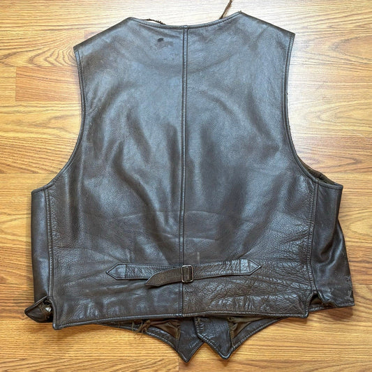 Vintage 1990s Banana Republic Leather Vest Brown Mens XL Western Biker USA - MST GoodsVintage