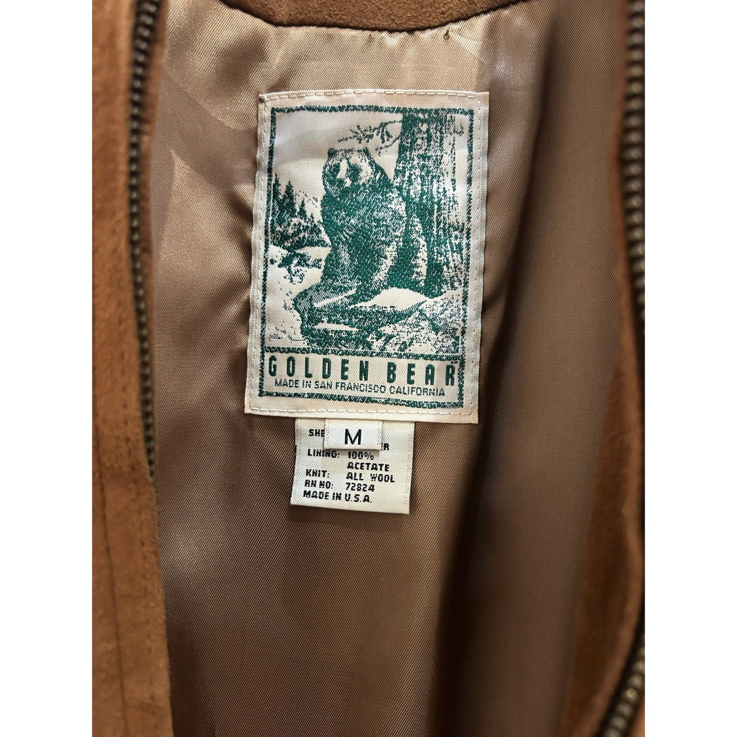 Vintage 1990s Golden Bear Brown Suede Bomber Men's Medium Excellent - MST GoodsGolden Bear
