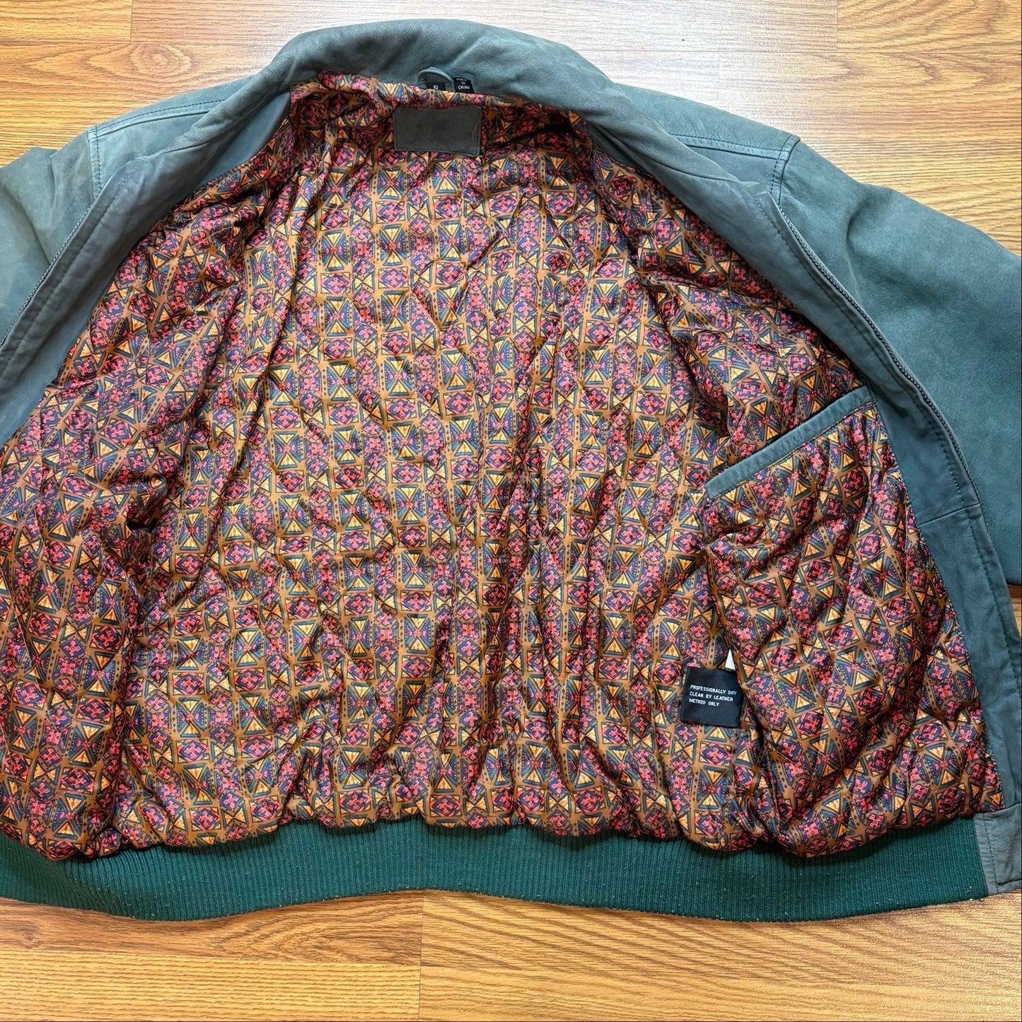 Vintage 1990s Green Leather Bomber Nubuck Lined Men's Medium - MST GoodsVintage
