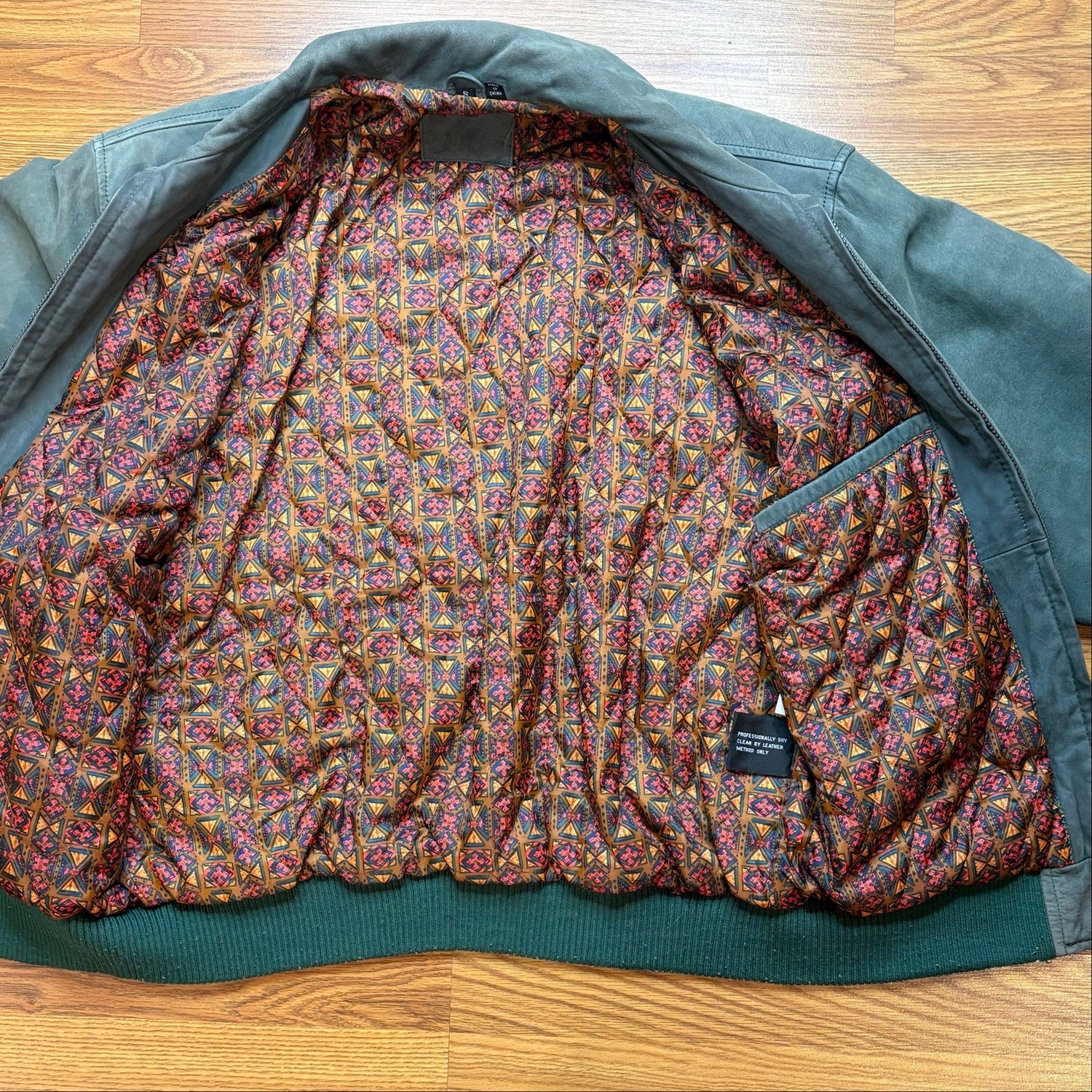 Vintage 1990s Green Leather Bomber Nubuck Lined Men's Medium - MST GoodsVintage