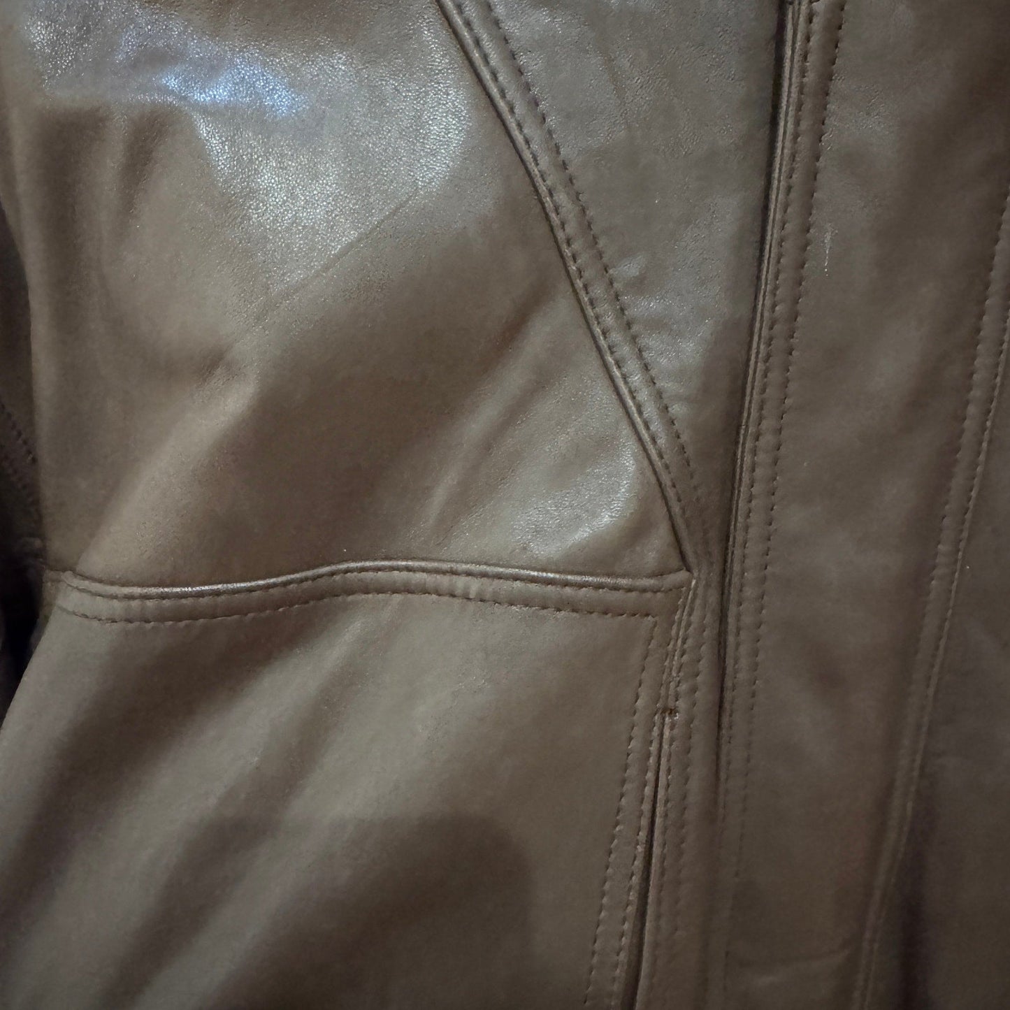 Vintage 1990s Leather Coat Brown Saxony Bomber Men's L Excellent - MST GoodsSaxony