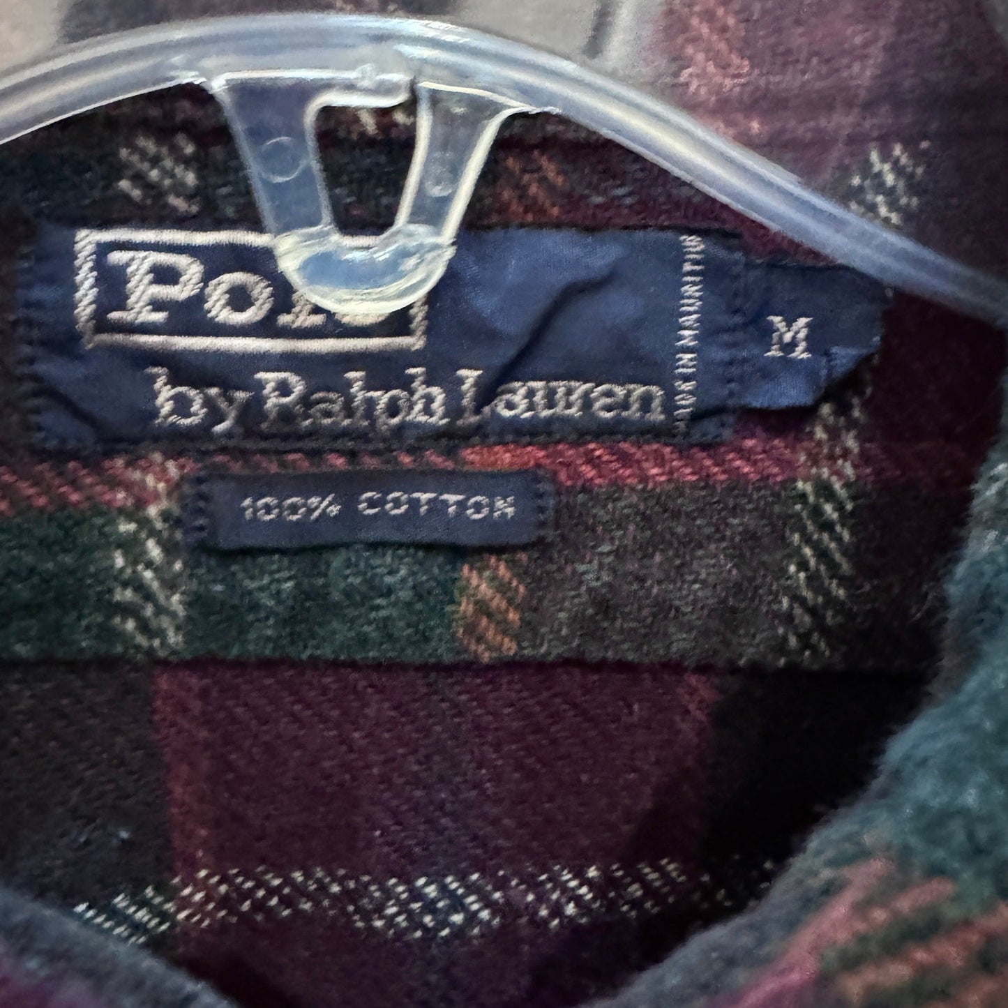 Vintage 1990s Polo by Ralph Lauren Flannel Cotton Soft Heavy M Maroon Green - MST GoodsRalph Lauren