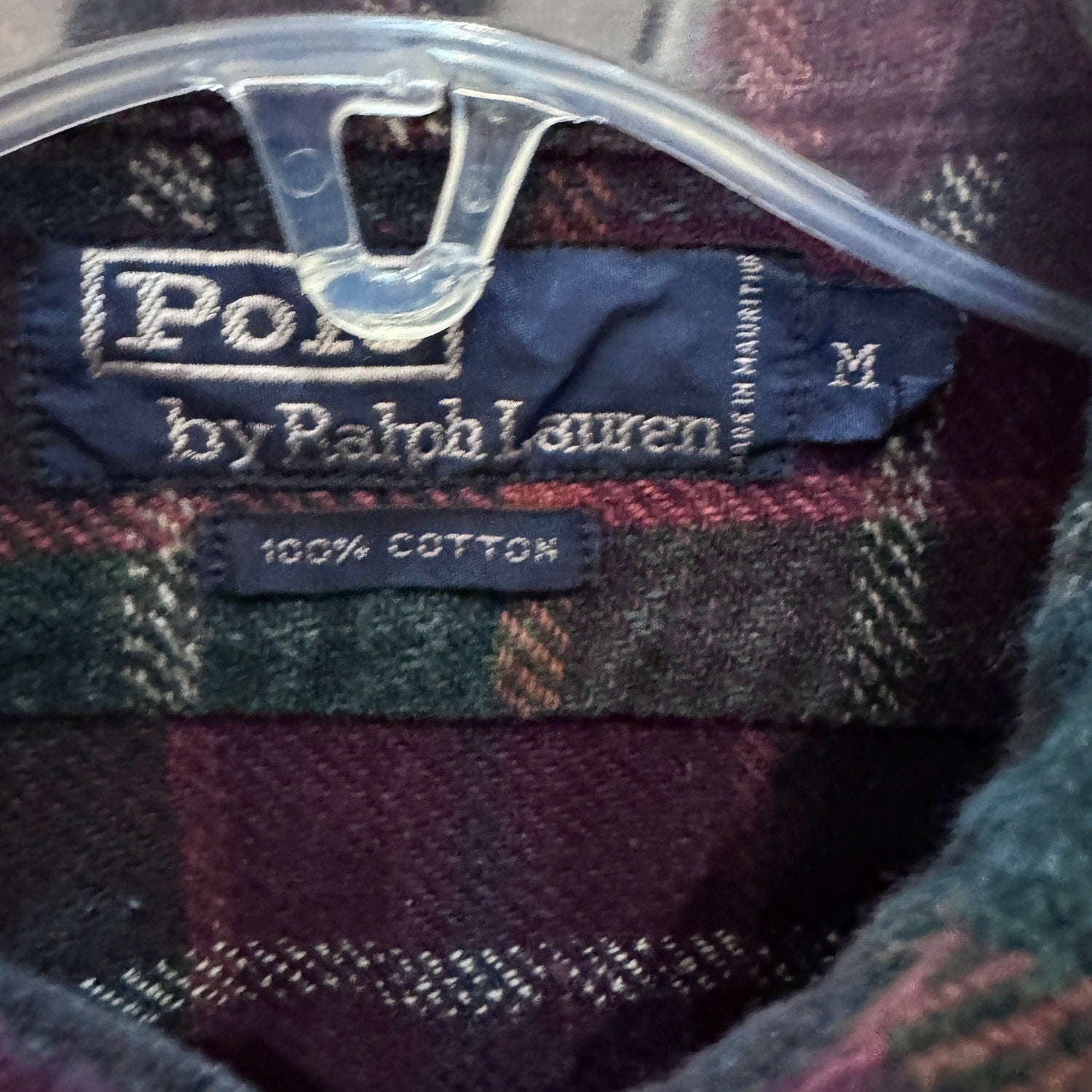 Vintage 1990s Polo by Ralph Lauren Flannel Cotton Soft Heavy M Maroon Green - MST GoodsRalph Lauren