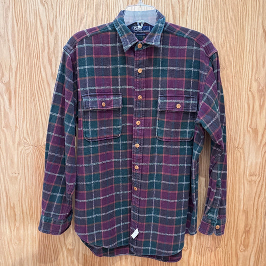 Vintage 1990s Polo by Ralph Lauren Flannel Cotton Soft Heavy M Maroon Green - MST GoodsRalph Lauren