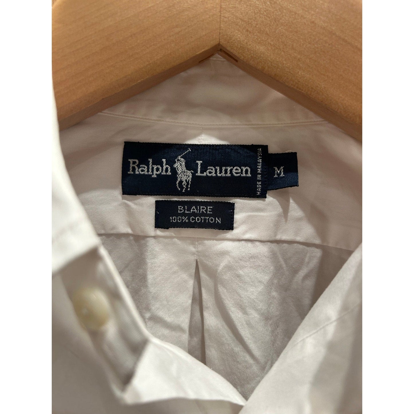 Vintage 1990s Polo Dress White Embroidered Crest Spellout Button Down Shirt L - MST GoodsPolo by Ralph Lauren