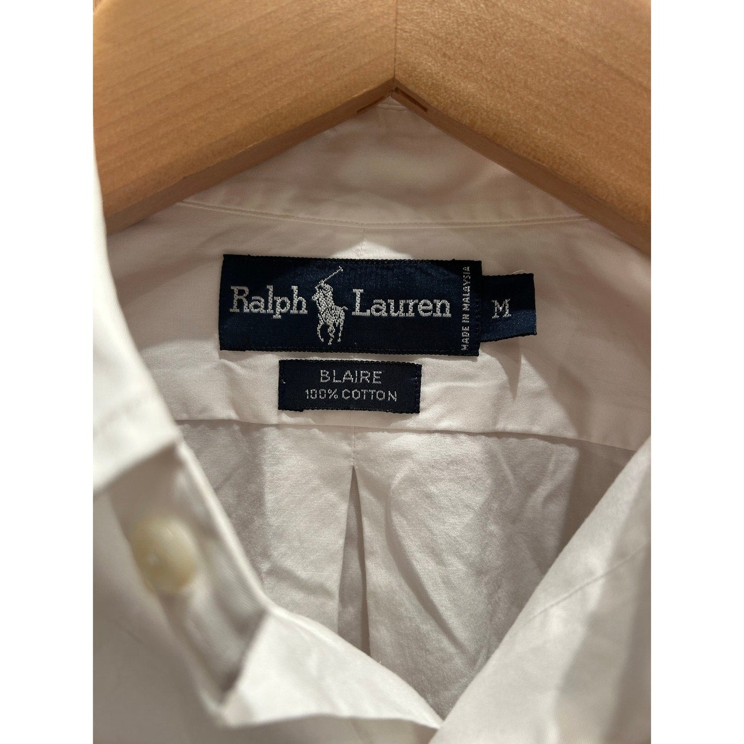Vintage 1990s Polo Dress White Embroidered Crest Spellout Button Down Shirt L - MST GoodsPolo by Ralph Lauren