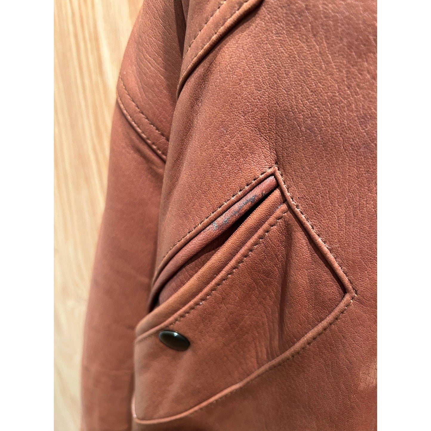Vintage 1990s Saxony Leather Coat Long Rich Brown Smooth Men's Winter Lined L - MST GoodsSaxony