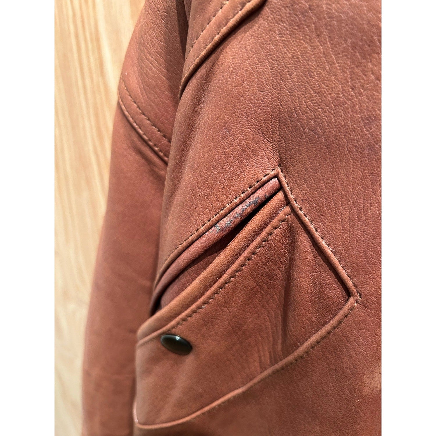 Vintage 1990s Saxony Leather Coat Long Rich Brown Smooth Men's Winter Lined L - MST GoodsSaxony