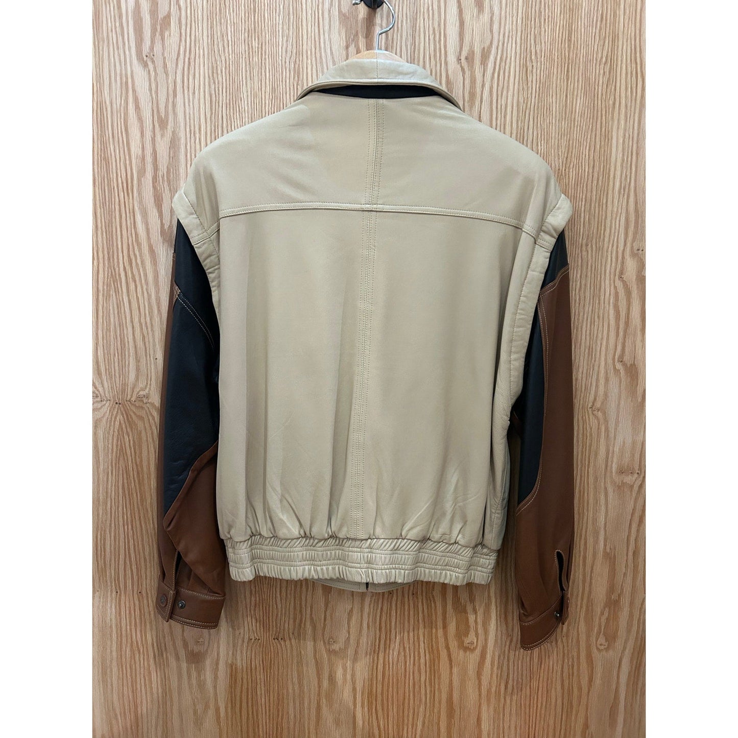 Vintage 1990s Saxony Leather Two Tone Bomber Mens Cream Brown Men's M/L - MST GoodsSaxony