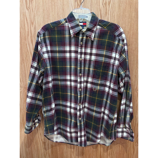 Vintage 1990s Tommy Hilfiger Plaid Corduroy Thin Wale Cotton Soft M Green - MST GoodsRalph Lauren