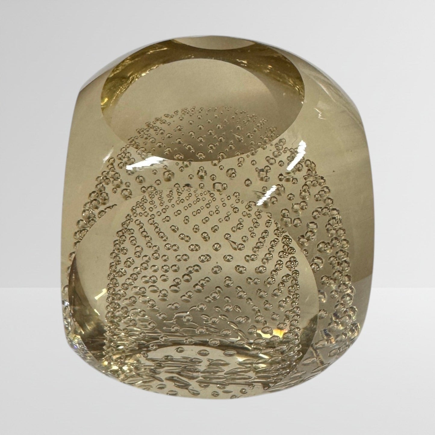Vintage Cut Crystal Paperweight MCM Bubble Sphere Czechoslovakian Made - MST GoodsCzech Crystal
