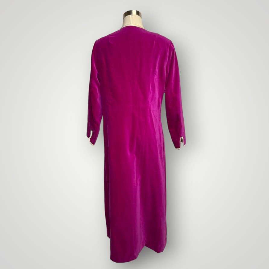 Vintage Dress I. Magnin by Dynasty Magenta Velvet Dress Robe Silk Lined Medium J - MST GoodsI. Magnin
