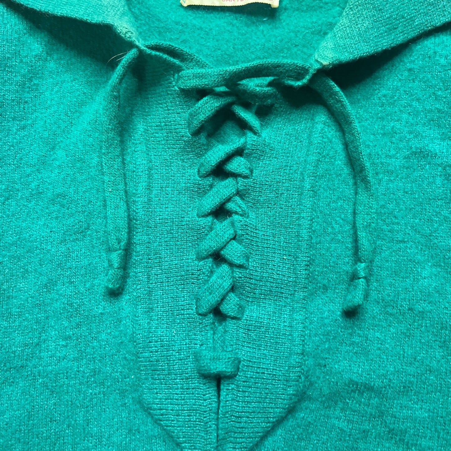Vintage Ermileur Canterbury Green Lace Up Wool Sweater Women's M Mod Ivy Preppy - MST GoodsErmileur Canterbury