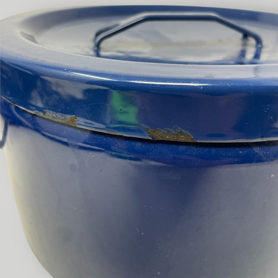 Vintage Finel Arabia Enamelware Cookware MCM Navy Blue Small Pot Seppo Mallat - MST GoodsFinel