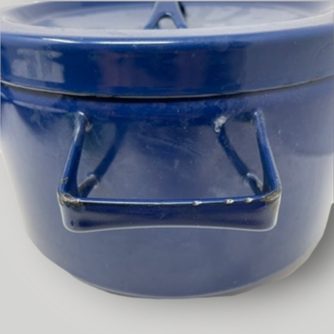 Vintage Finel Arabia Enamelware Cookware MCM Navy Blue Small Pot Seppo Mallat - MST GoodsFinel