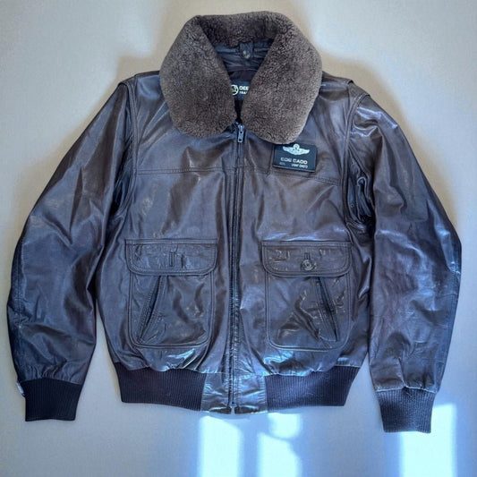 Vintage Flight Jacket Mouton Collar Deerskin Leather Colonel Vietnam size 44 XL - MST GoodsDeerskin Trading Post