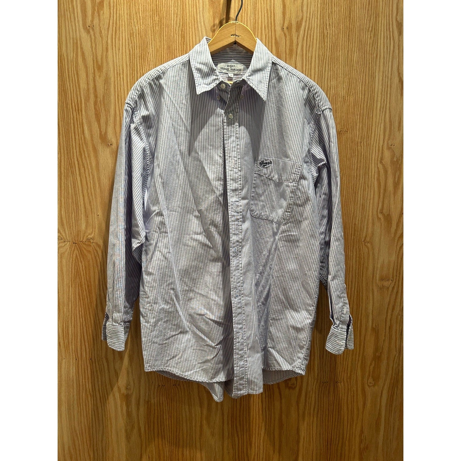 Vintage Guess by George’s Marciano Striped Long Sleeve Shirt Button Down Blue Lg - MST GoodsGUESS by Marciano