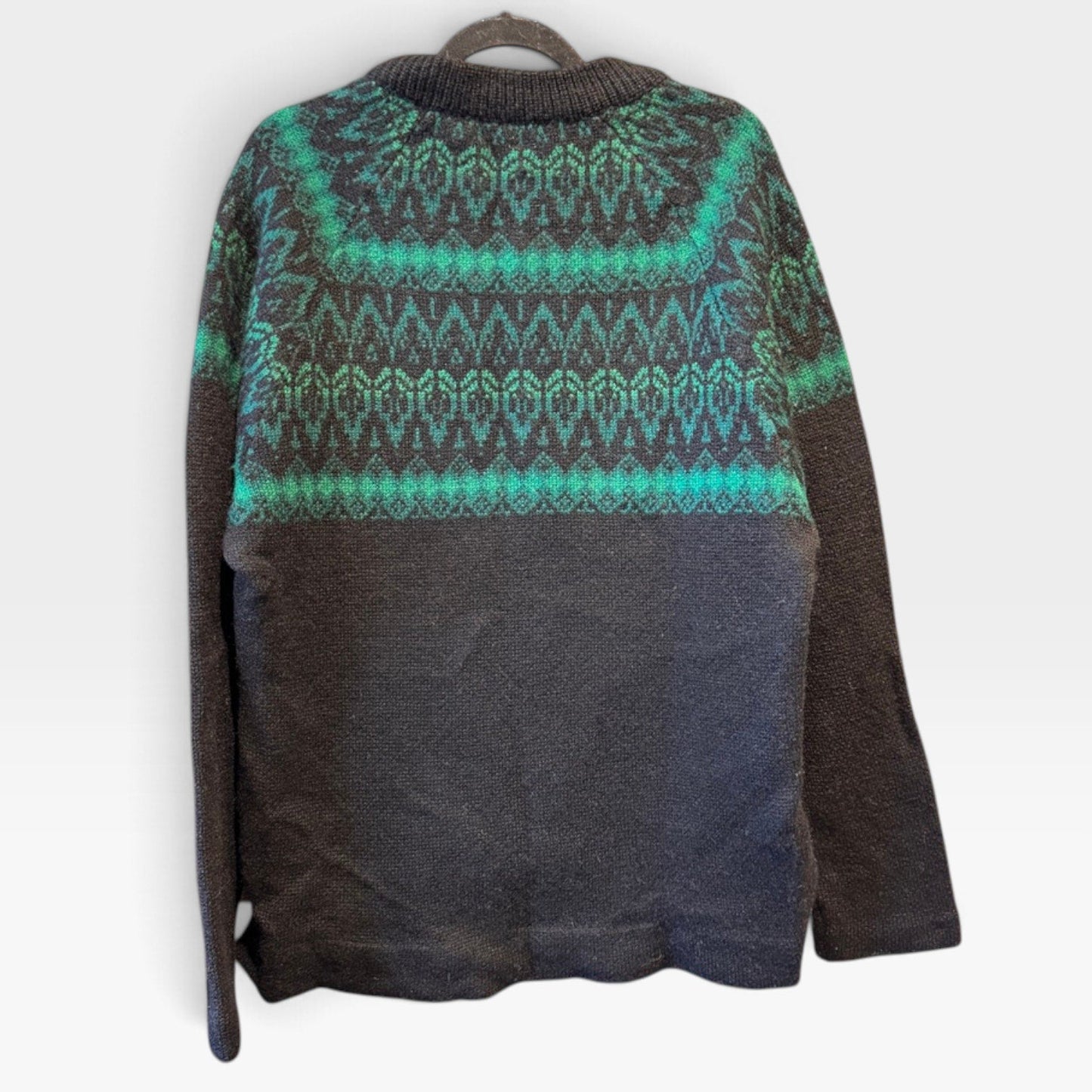 Vintage Jersey Modeller Green Black 100% Wool Sweater Scandanavian - MST GoodsVintage