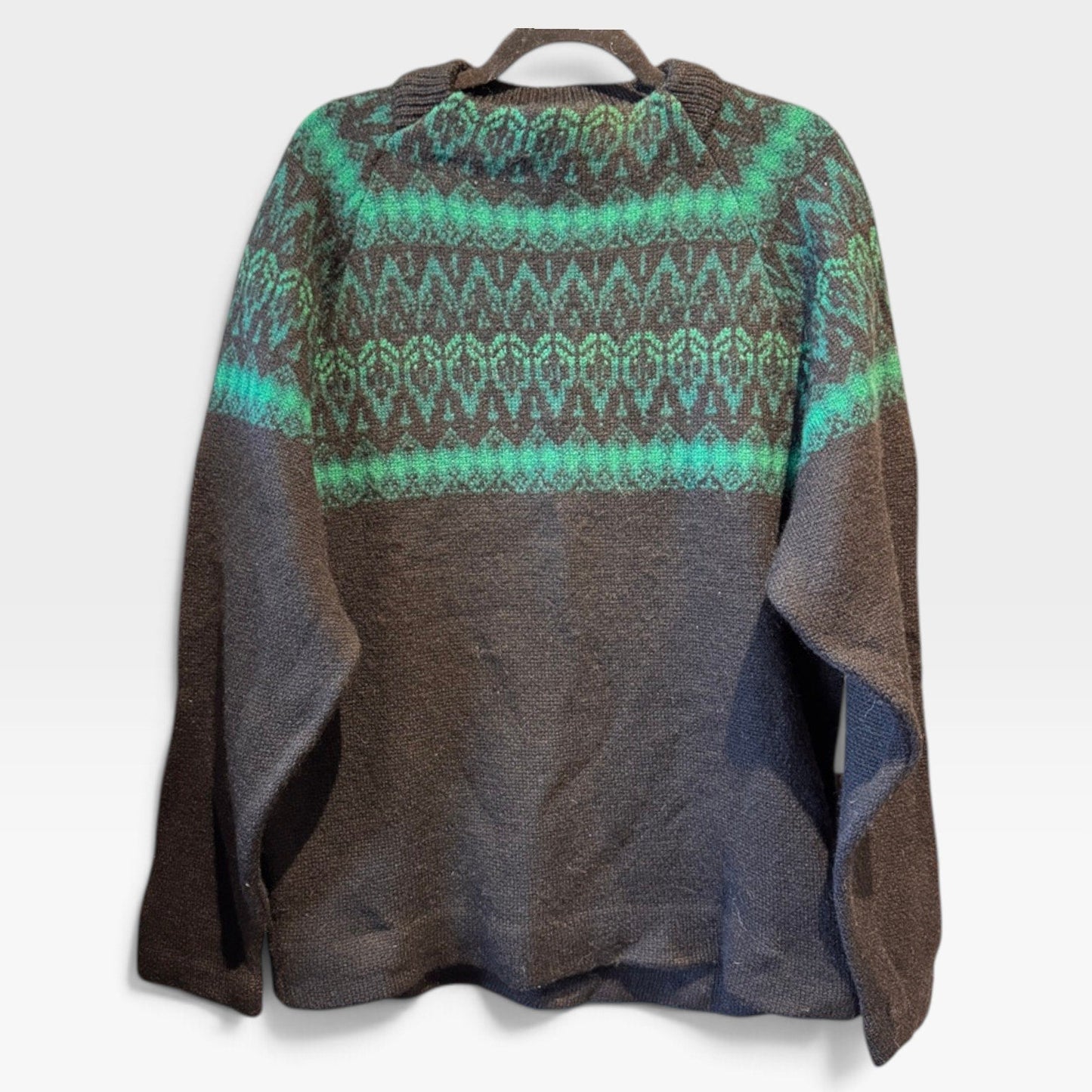 Vintage Jersey Modeller Green Black 100% Wool Sweater Scandanavian - MST GoodsVintage