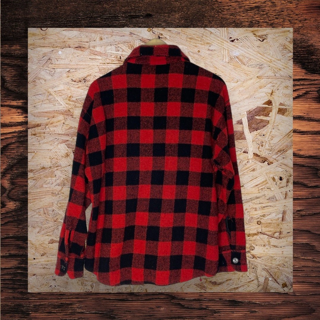 Vintage KMART Wool Blend Buffalo Plaid Flannel Red Black Men's Large - MST GoodsVintage