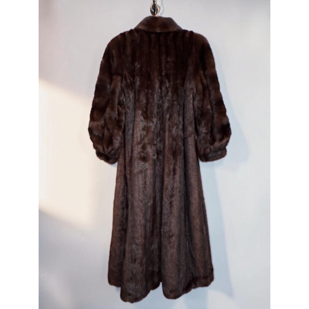 Vintage Macy's Fur Vault Full Length Long Mink Coat Mahogany Up to Large - MST GoodsVintage