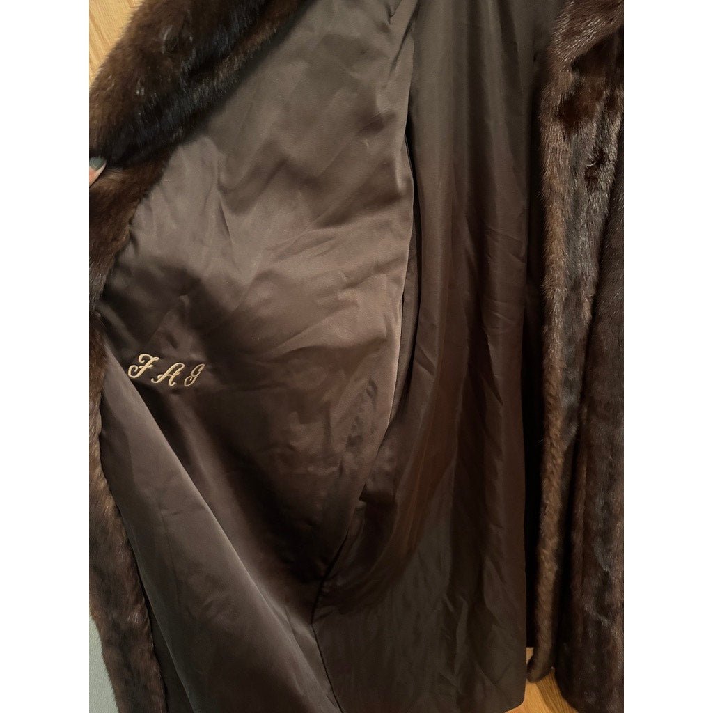 Vintage Macy's Fur Vault Full Length Long Mink Coat Mahogany Up to Large - MST GoodsVintage