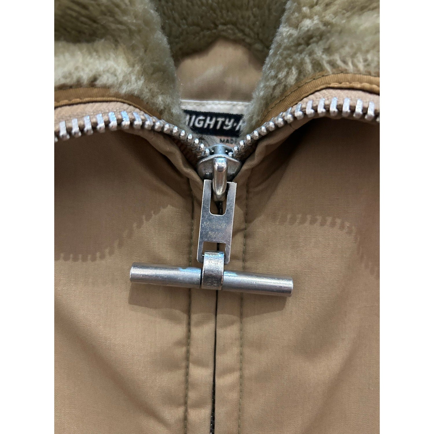 Vintage Mens Mighty Mac Fur Lined Coat Unique T - Handle Zipper - MST GoodsMighty Mac