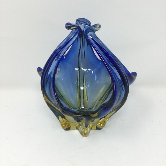 Vintage Murano Art Glass Basket Handmade Italy 1960s Mid Century - MST GoodsMurano
