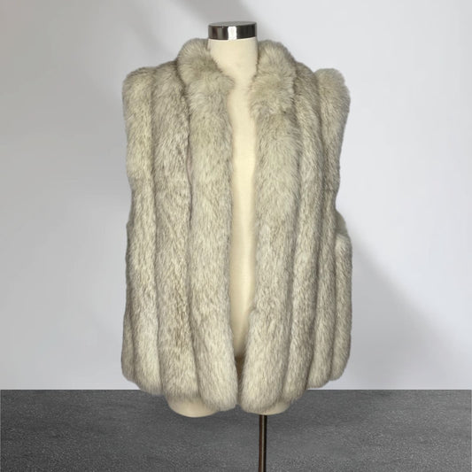 Vintage Natural Blue Fox Fur Vest Lays Furs Women's Large Lined - MST GoodsLays Furs Ltd