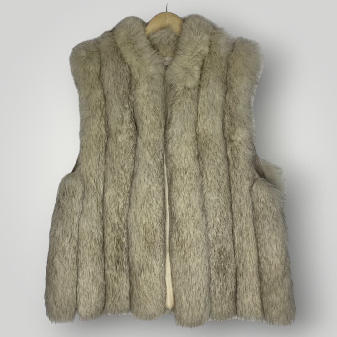 Vintage Natural Blue Fox Fur Vest Lays Furs Women's Large Lined - MST GoodsLays Furs Ltd