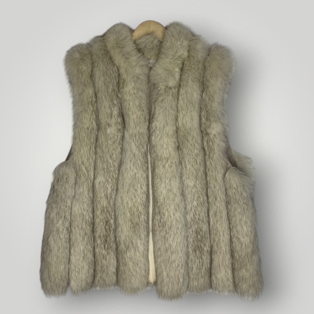 Vintage Natural Blue Fox Fur Vest Lays Furs Women's Large Lined - MST GoodsLays Furs Ltd
