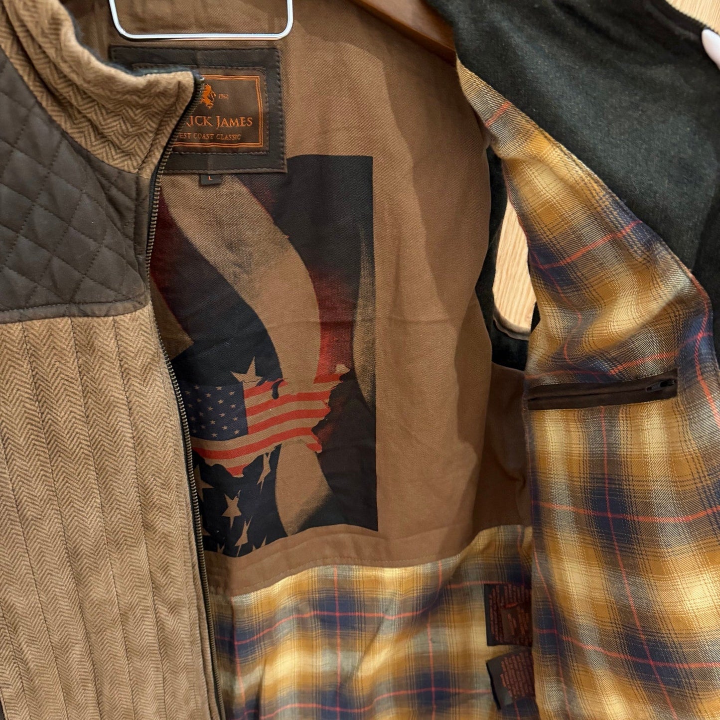 Vintage Patrick James Outerwear Vest Brown Leather Quilted Large Herringbone - MST GoodsPatrick James
