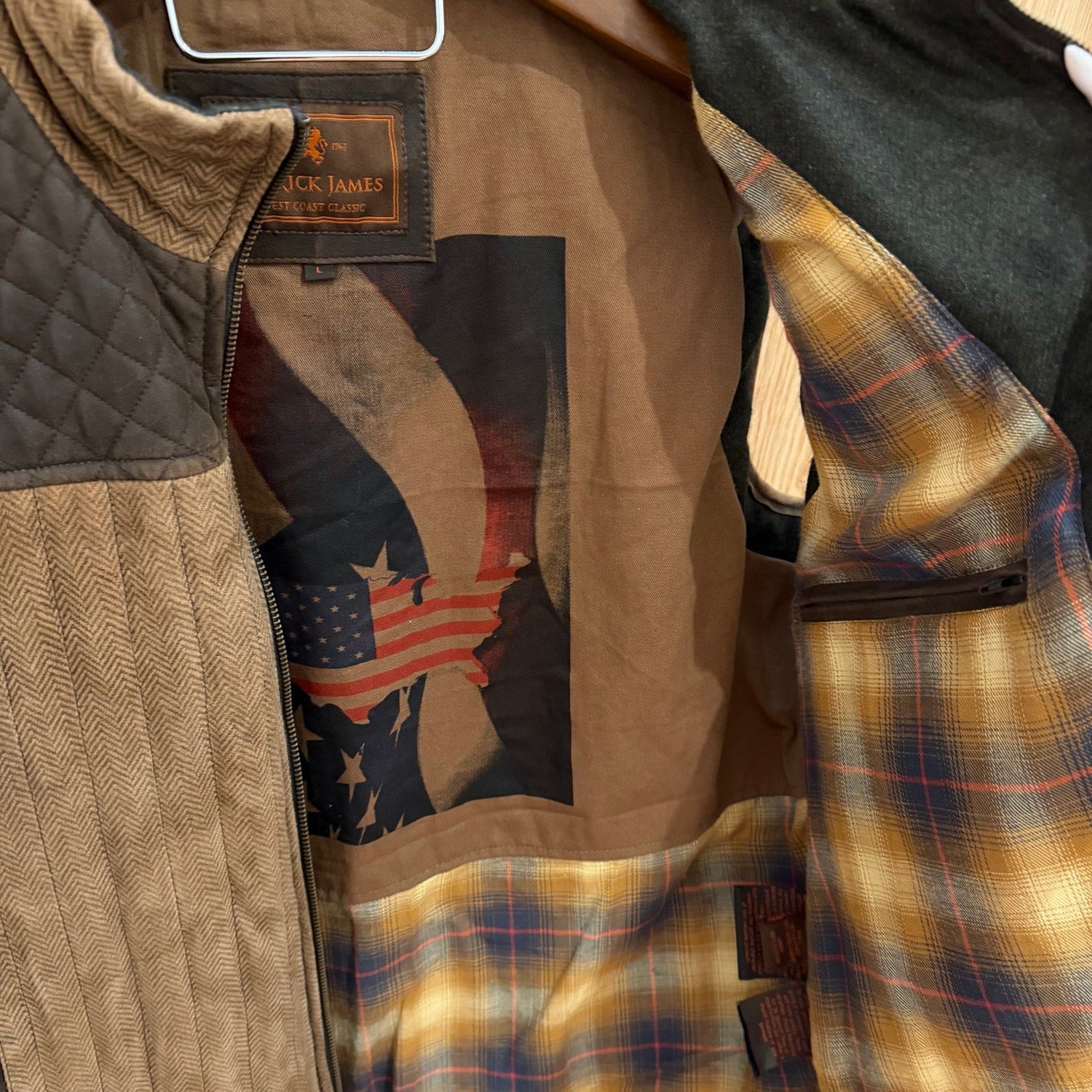 Vintage Patrick James Outerwear Vest Brown Leather Quilted Large Herringbone - MST GoodsPatrick James