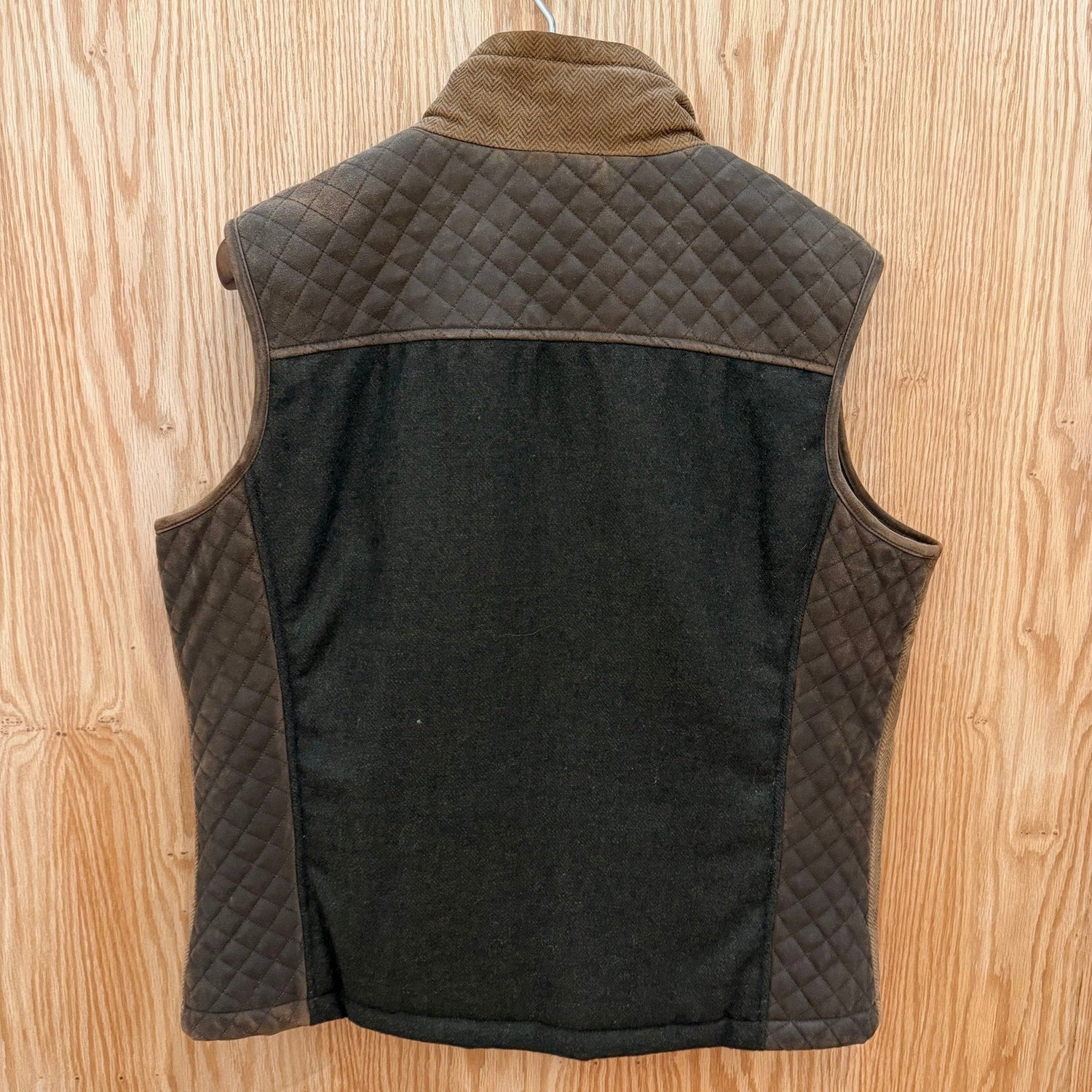 Vintage Patrick James Outerwear Vest Brown Leather Quilted Large Herringbone - MST GoodsPatrick James