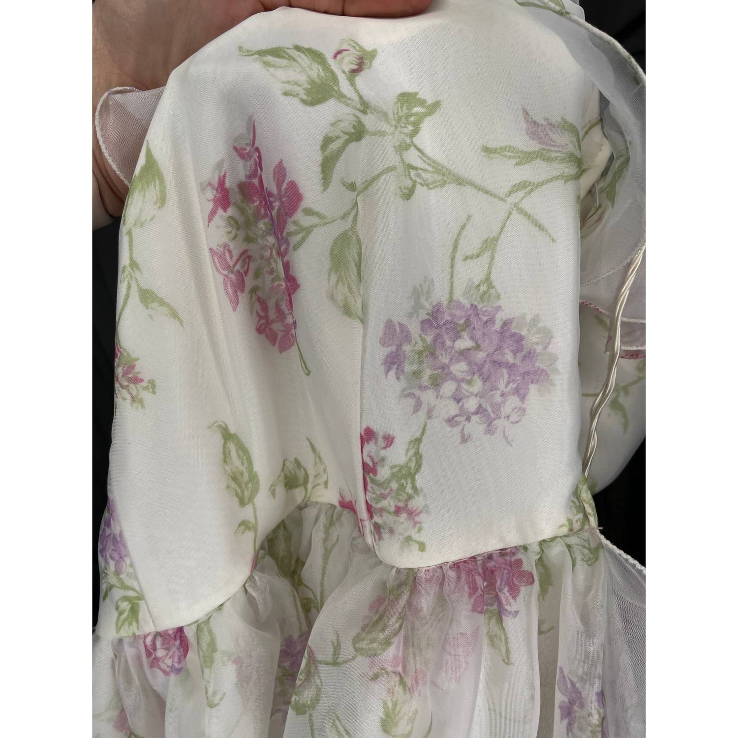 Vintage Prom Dress One Shoulder Ruffled Floral Lilac Print Barbie Small 2 1970s - MST GoodsUnbranded