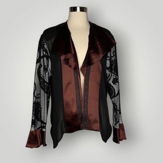 Vintage SA2 Spencer Alexis Y2k Fairy Boho Open Front Blouse Cardigan Ruffles - MST GoodsSpencer Alexis