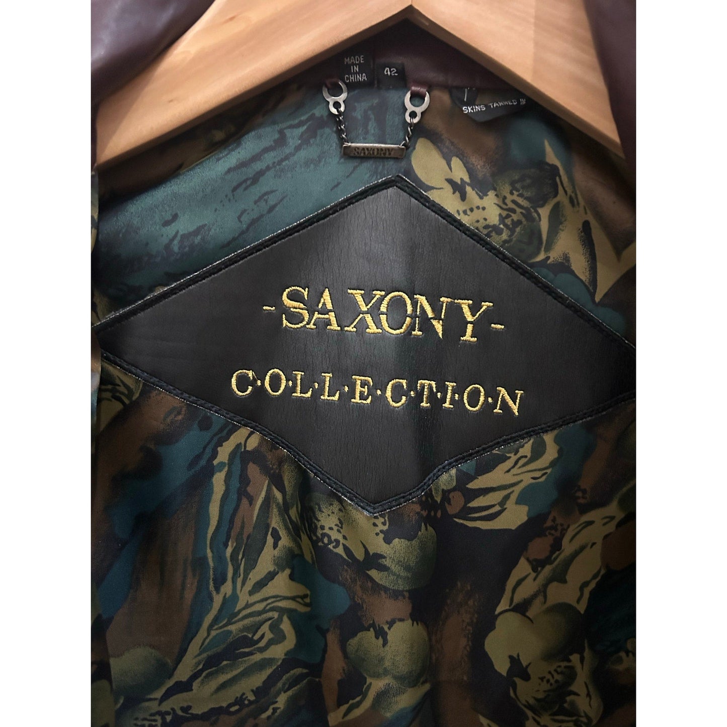 Vintage Saxony Brown Leather Trench Coat Double Closure Long Men's L - MST GoodsSaxony
