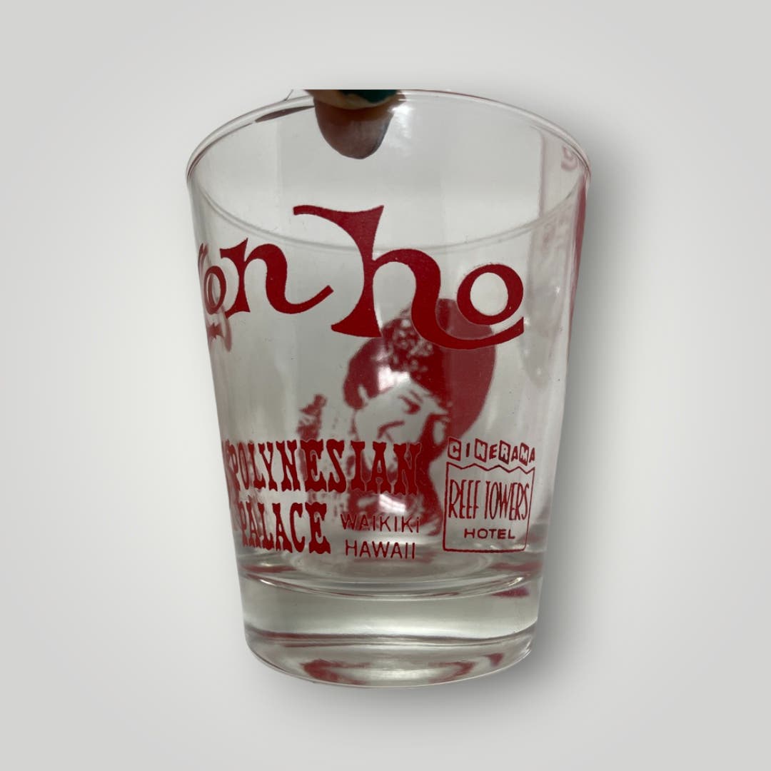 Vintage Set of Don Ho Polynesian Palace Cocktail Glasses Red Waikiki Hawaii - MST GoodsVintage