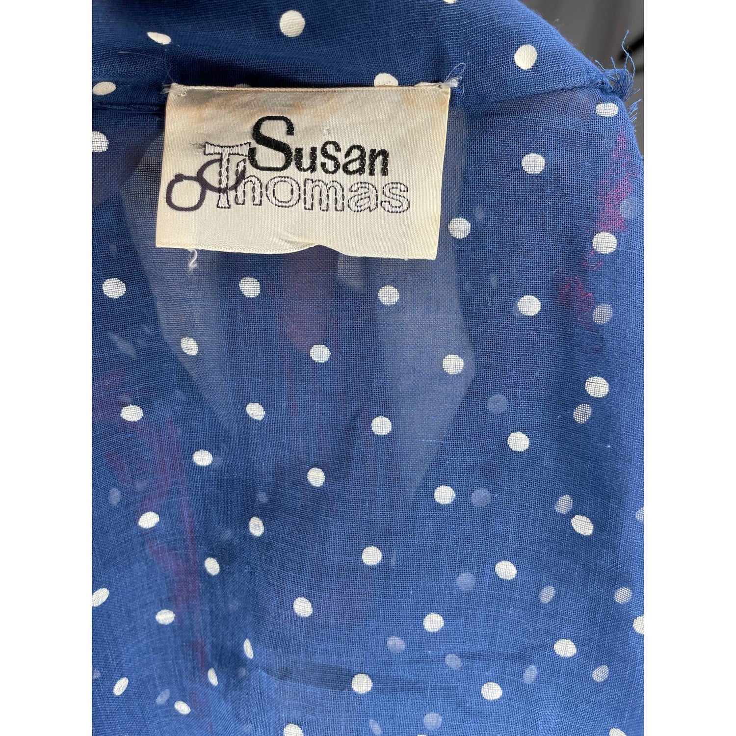 Vintage Susan Thomas Skirt Set Red Blue Polka Dot Embroidery Mod Women's Sm E - MST GoodsVintage