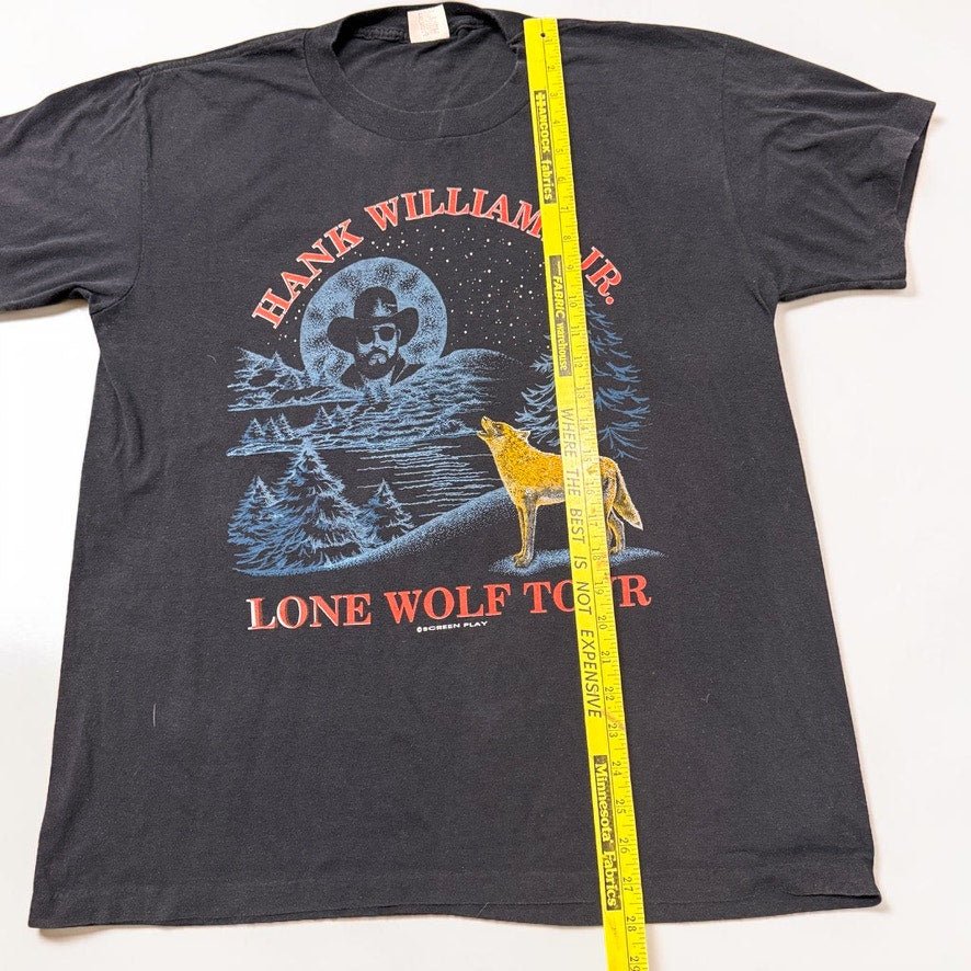 Vintage T-Shirt Hank Williams Jr Lone Wolf Tour 1990 Fan Club Men's - MST GoodsHank Williams Jr