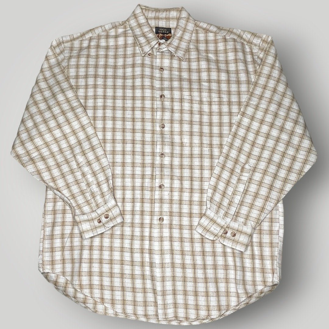 Vintage Top High Sierra H Plaid Heavy 100% Cotton Twill Button Front Neutrals L - MST GoodsHigh Sierra