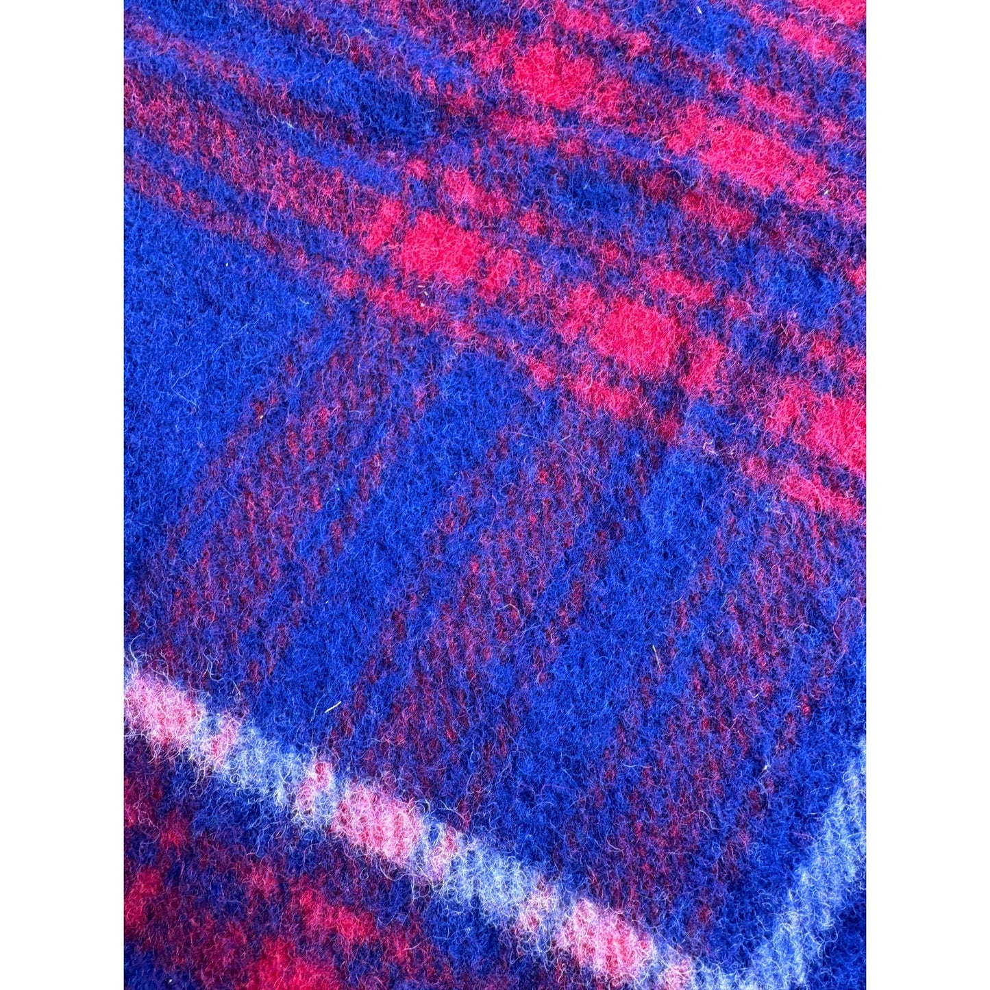 Vintage Troy Leisure Blanket Fringed Lap Throw Plaid Blue Red 52”x56” - MST GoodsTroy Leisure blanket