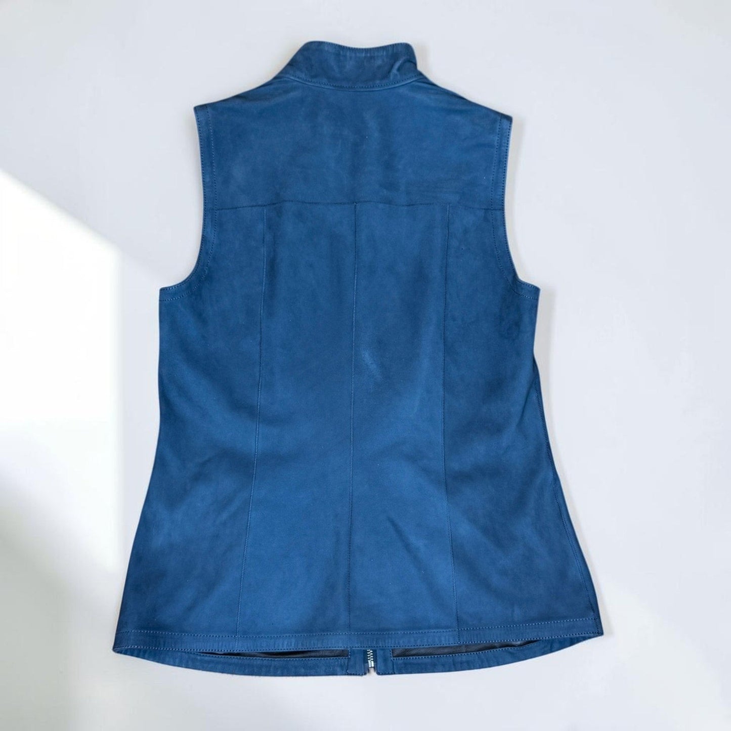 Vintage Unbranded Reversible Leather Vest Blue Black Genuine Y2k Zip Women's XS - MST GoodsVintage