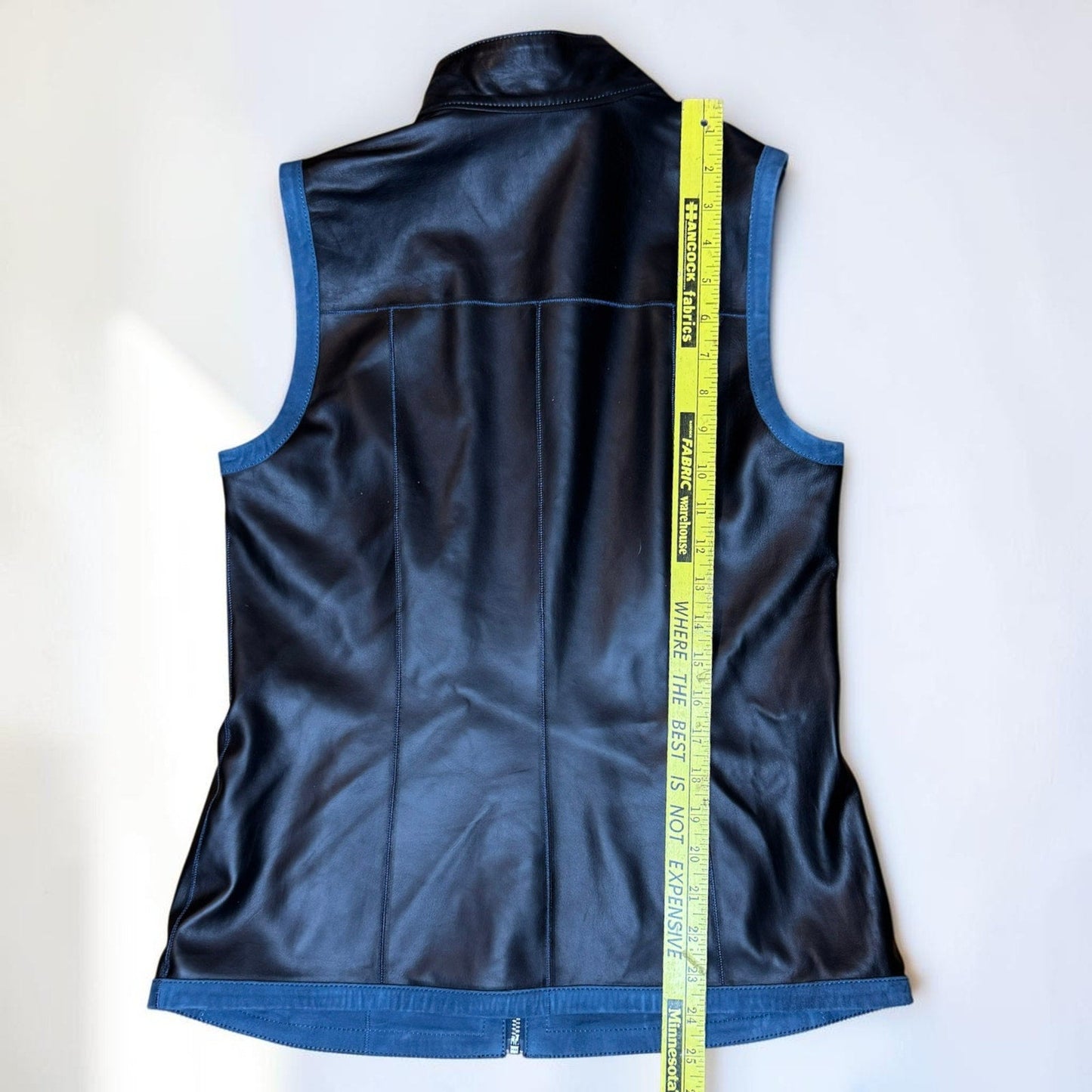 Vintage Unbranded Reversible Leather Vest Blue Black Genuine Y2k Zip Women's XS - MST GoodsVintage