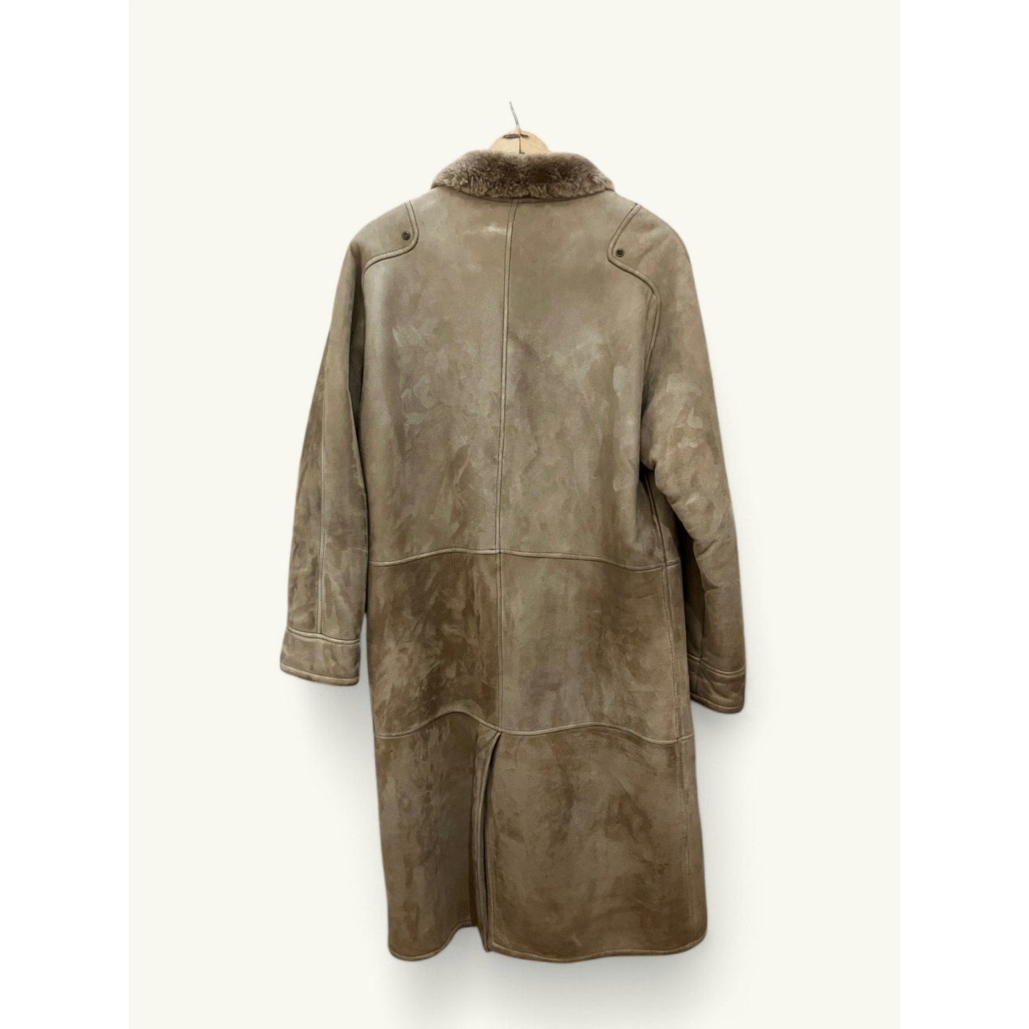 Vintage Vtg Sheepskin Shearling Suede Calf Length Coat Italian Vagrant Italia 56 - MST GoodsVintage
